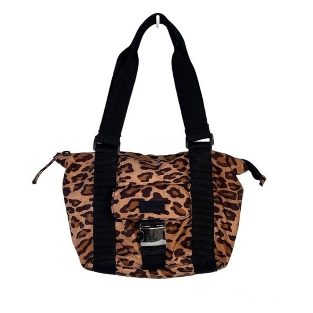 Lauren Ralph Lauren Leopard Print Shoulder Bag Black Strap Zip Closure